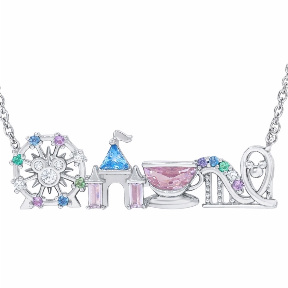 Disney Parks Silver Necklace With Mickey Mouse Castle Charms 40$